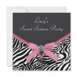 Pink Zebra Sweet 16 Birthday Party invitations