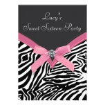 Pink Zebra Sweet 16 Birthday Party Custom Invitation