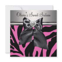 Pink Zebra Sweet Sixteen Birthday Custom Invitation