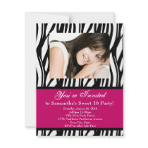 Pink Zebra Sweet Sixteen Invitations