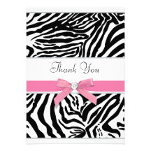 Pink Zebra Thank You Card Custom Announcements