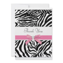 Pink Zebra Thank You Card