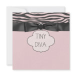 Pink Zebra Tiny Diva Girl Baby Shower invitations