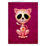 Pink Zombie Sugar Kitten Greeting Card