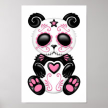 Pink Zombie Sugar Panda on White Poster