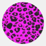Pinkanimalprint Round Stickers