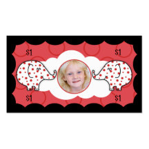 Pinkie Elephant Kid Kash Business Cards