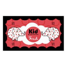 Pinkie Elephant Kid Kash Business Cards