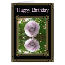 Pinkish rose reflection on black greeting cards