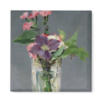 Pinks and Clematis in a Crystal Vase, c.1882 magnets