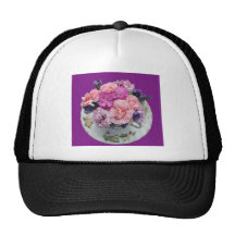 Pinks carnations in teacup hats