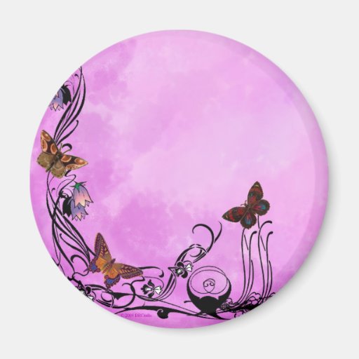 Pinks with butterflies magnet