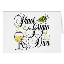 Pinot Grigio Wine Diva Greeting Cards