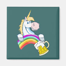 Pint of Gold at End of Rainbow (Plus Unicorn) Magnets