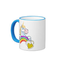 Pint of Gold at End of Rainbow (Plus Unicorn) Coffee Mugs