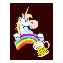 Pint of Gold at End of Rainbow (Plus Unicorn) Post Cards