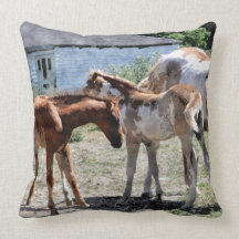 Pinto & Chestnut Foals Horse-lovers Mojo Pillow