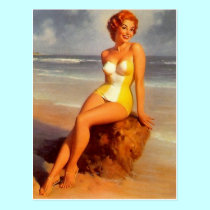 Pinup Bathing Beauty Postcard postcards