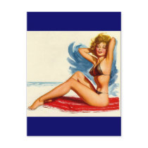 Pinup Beach Beauty Postcard
