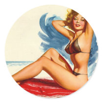 Pinup Beach Beauty Sticker