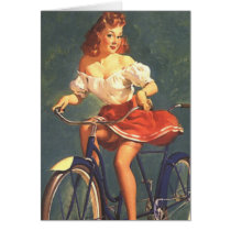 Pinup Beauty On Her Bike Greeting Card