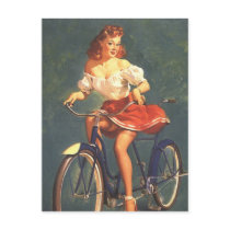 Pinup Beauty On Her Bike Postcard