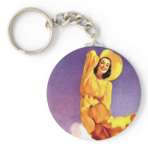 Pinup Girl at the Airport Keychain