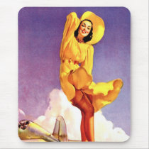 Pinup Girl at the Airport Mouse Pads