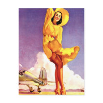 Pinup Girl at the Airport Post Cards