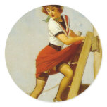 Pinup Girl Docking Boat Stickers