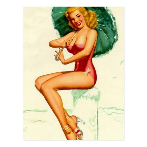 Pinup Posing at the Beach Post Cards
