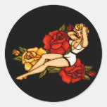 Pinup with Roses Sticker
