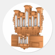 Pipe Organ, Church Organ Graphic Brown Round Stickers