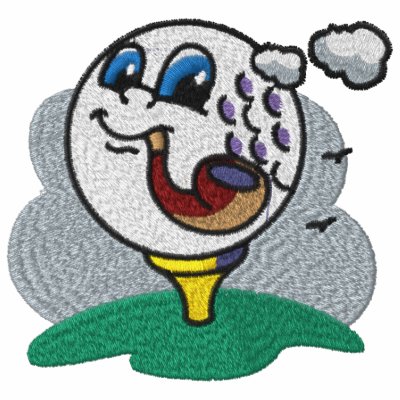 Pipe Smoking Golf Ball Embroidered Shirt