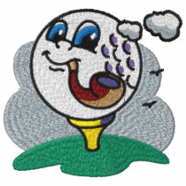 Pipe Smoking Golf Ball Embroidered Shirt