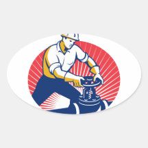 Pipefitter Turning Pipe Valve Retro Stickers