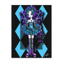 "Piper" Harlequin Teal Dragonfly Fairy Postcard