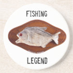 Piranha fish as trophy on wood beverage coaster
