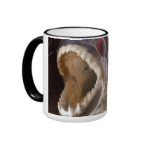 Piranha fish as trophy on wood isolated coffee mugs