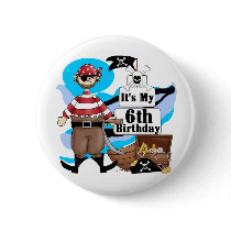 Pirate 6th Birthday t-shirts and Gifts Buttons
