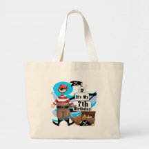 Pirate 7th Birthday Tshirts and Gifts Tote Bags