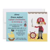Pirate Ahoy Mates Birthday Party Invitation Boy