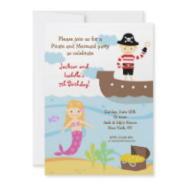 Pirate and Mermaid Birthday Party Invitations