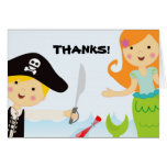 Pirate and Mermaid Party thank you notecard