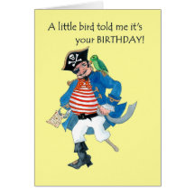 Pirate and Parrot Birthday Card
