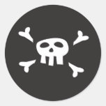 Pirate birthday party stickers white cartoon skull