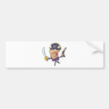 Pirate Brandshing Sword and Gun Bumper Stickers
