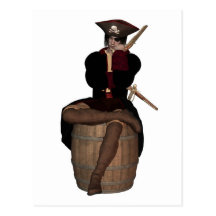 Pirate Captain sitting on a Barrel Postcard