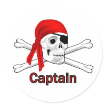 Pirate Captain Skull and Bones Sticker