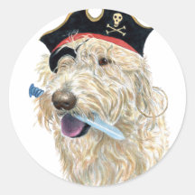 Pirate Cream Labradoodle Round Sticker